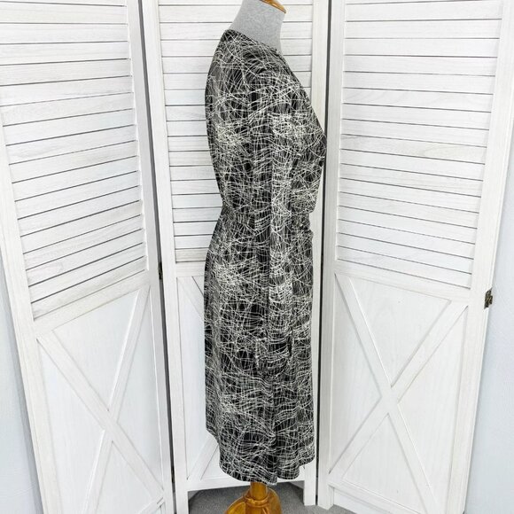 The Limited Dress Womens Medium Black White String Line Wrap Shirt Long Sleeve - Picture 3 of 10